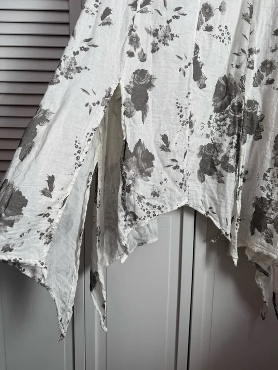 Paper Lace Asymmetrical Slit Kerchief Hem Sleeveless Midi Dress Gauze Medium NWT - Picture 10 of 11